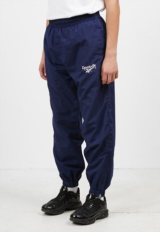 VINTAGE RETRO NAVY REEBOK TRACK BOTTOMS JOGGERS