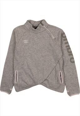 Vintage 90's Umbro Sweatshirt Plain Quater Zip Grey Large