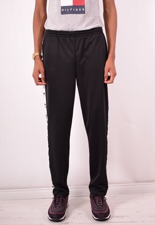 DIADORA MENS VINTAGE TRACKSUIT TROUSERS MEDIUM BLACK 90S