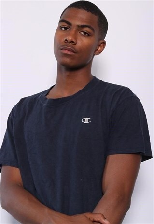 VINTAGE CHAMPION LOGO T-SHIRT NAVY BLUE