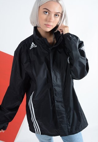 VINTAGE ADIDAS WINDBREAKER JACKET IN BLACK
