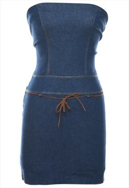 Vintage Dark Wash Y2K Denim Dress - XS