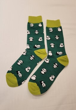 Panda Pattern Cozy Socks in Green color