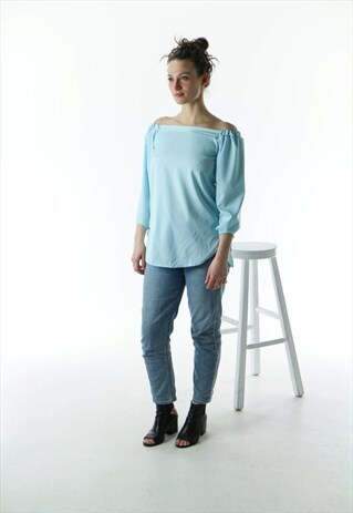 FUNKY BLUE SHIRT / OFF SHOULDER SHIRT