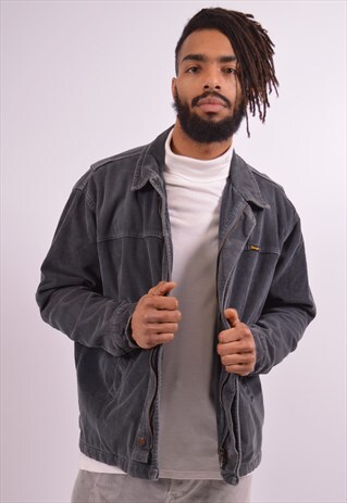 WRANGLER MENS VINTAGE CORDUROY JACKET LARGE GREY 90S