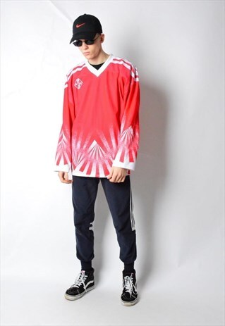 TACKLA VINTAGE 80S FADED RED HOCKEY JERSEY SHIRT