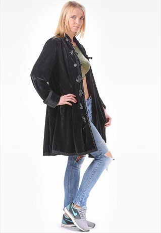 BLACK VELVET COAT DRESS