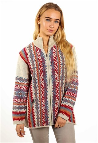 VINTAGE PATTERNED ZIP UP JUMPER K168