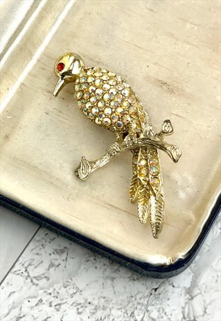 90S GOLD BIRD BROOCH STATEMENT ANIMAL VINTAGE JEWELLERY