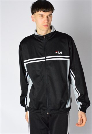 VINTAGE 90S BLACK FILA TRACK JACKET