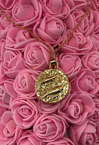 PERSONALISED ZODIAC PISCES 18K GOLD PLATED NECKLACE