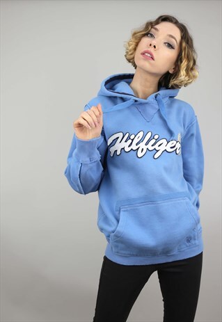 VINTAGE OVERSIZED BLUE TOMMY HILFIGER HOODIE SWEATER