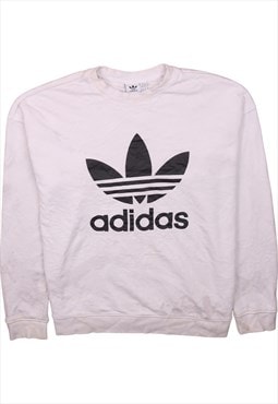 Vintage 90's Adidas Sweatshirt Spellout Crew Neck White