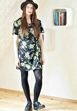 Black floral vintage playsuit all in one