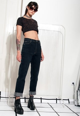 VINTAGE JEANS 90S HIGH-WAISTED SKINNY DENIM TROUSERS