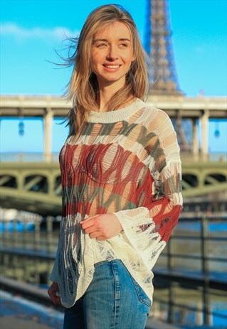 LADDERED COLOR BLOCK KNIT