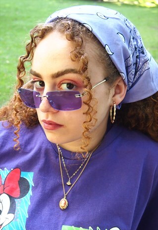 PURPLE LENS 90S FRAMELESS SUNGLASSES