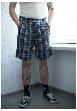 VINTAGE 80'S CHECKED COTTON SHORTS