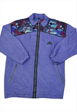 Vintage Fleece Jacket Retro Pattern Purple Ladies Small