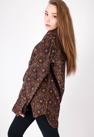 VINTAGE PATTERN CORD SHIRT NS1009