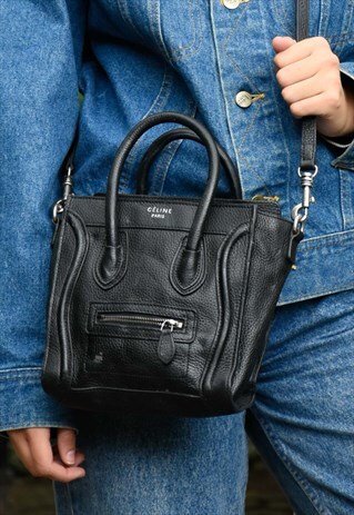 CELINE PARIS OVER SHOULDER BLACK LEATHER BAG