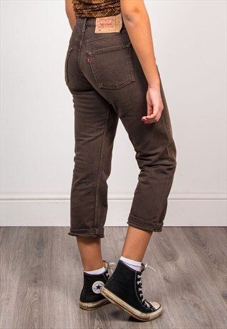 VINTAGE 90'S BROWN DENIM LEVI'S 501 MOM STYLE JEANS
