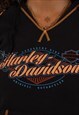 WOMENS VINTAGE 90'S HARLEY DAVIDSON BLACK PULLOVER HOODIE