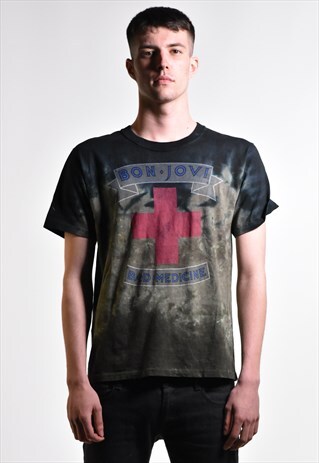 VINTAGE BON JOVI BAD MEDICINE TIE-DYE ROCK BAND T-SHIRT