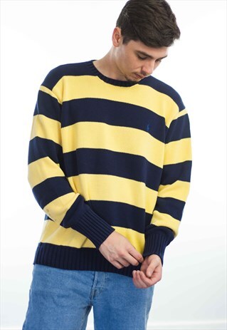VINTAGE POLO RALPH LAUREN LOGO SWEATER JUMPER 90S XL 24.4