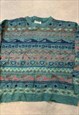 VINTAGE KNITTED JUMPER ABSTRACT PATTERNED KNIT SWEATER