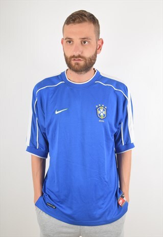 VINTAGE NIKE FOOTBALL SHIRT / JERSEY BRASIL MADE IN UK