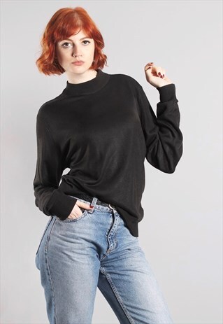 VINTAGE 90S BLACK HIGH NECK JUMPER
