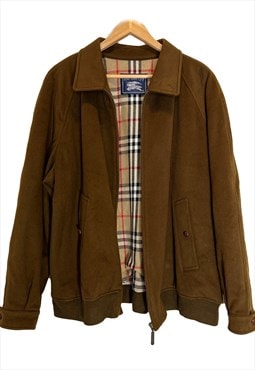 Vintage Burberry Harrington jacket in tobacco brown wool. XL