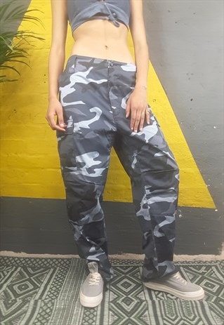 Y2K CAMOUFLAGE TROUSERS (BLUE)