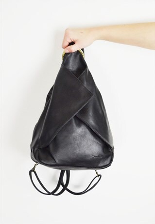 BLACK FAUX LEATHER RUCKSACK BAG