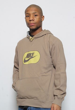 VINTAGE NIKE BIG PRINT LOGO HOODIE BROWN