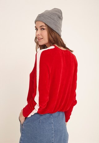 SUBDUED RED CHENILLE SPORTY JUMPER