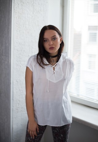 VINTAGE 90'S WHITE MINIMALIST COTTON TOP