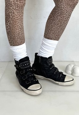 Y2K Vintage iconic rockstar studded trainers in black&silver