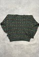 VINTAGE KNITTED JUMPER EMBROIDERED PATTERNED KNIT SWEATER