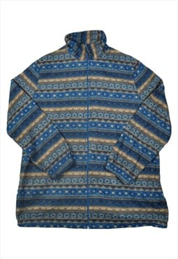 Vintage Fleece Jacket Pattern Blue Ladies Large