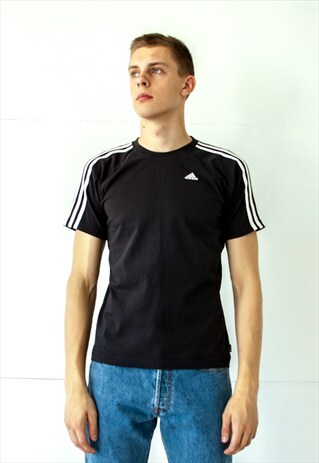 VINTAGE RETRO BLACK ADIDAS T-SHIRT TOP