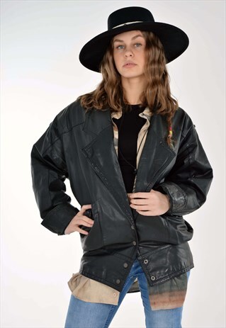 VINTAGE 90'S REAL LEATHER OVERSIZED JACKET