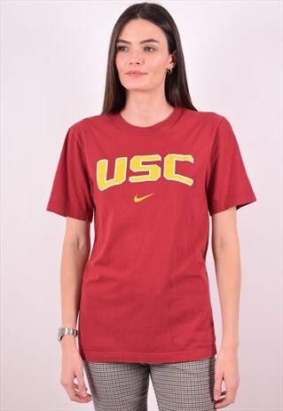 NIKE WOMENS VINTAGE T-SHIRT TOP SMALL MAROON 90S