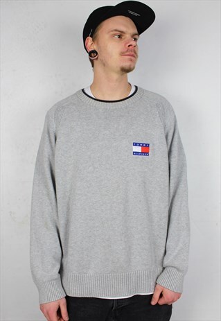VINTAGE TOMMY HILFIGER GREY SWEATER JUMPER