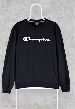 Champion Sweatshirt Black Spell Out Mens Medium