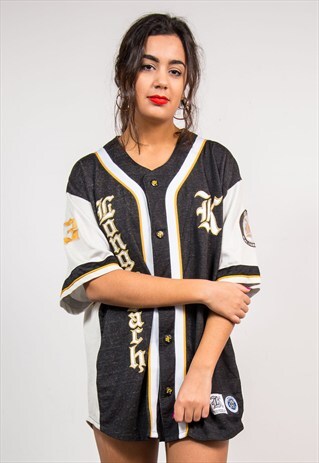 90'S VINTAGE BLACK KARL KANI BASEBALL JERSEY TOP