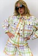 JUNGLECLUB GINGHAM CROP JACKET WITH FRILLED COLLAR 