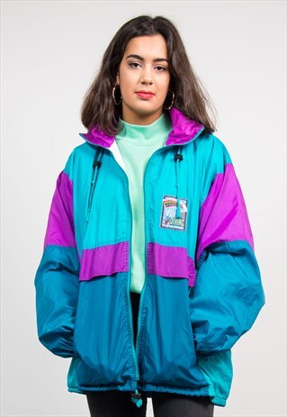VINTAGE 90'S BRIGHT COLOURBLOCK CAGOULE JACKET
