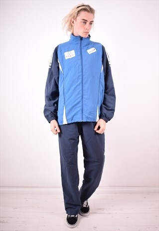 ASICS MENS VINTAGE FULL TRACKSUIT LARGE BLUE 90S